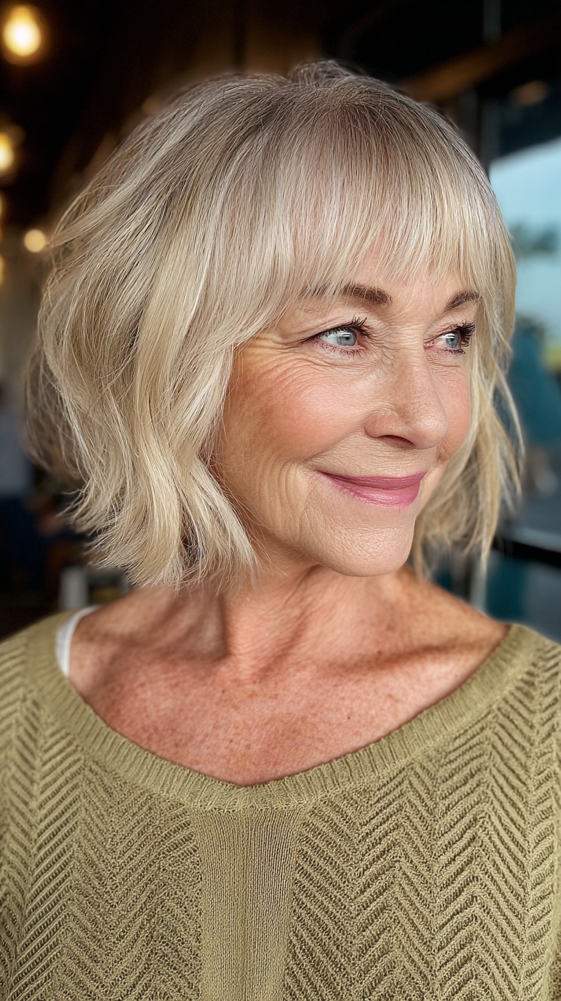 Soft Textured Bob with Long Bangs