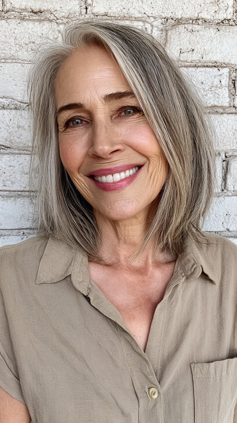 Softly Layered Gray Lob with Subtle Movement