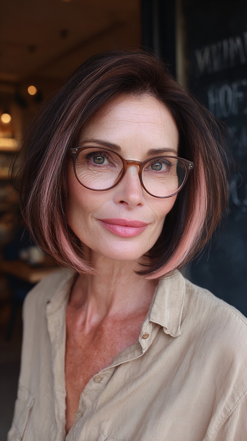 Stylish Chin-Length Bob with Rose Gold Tips