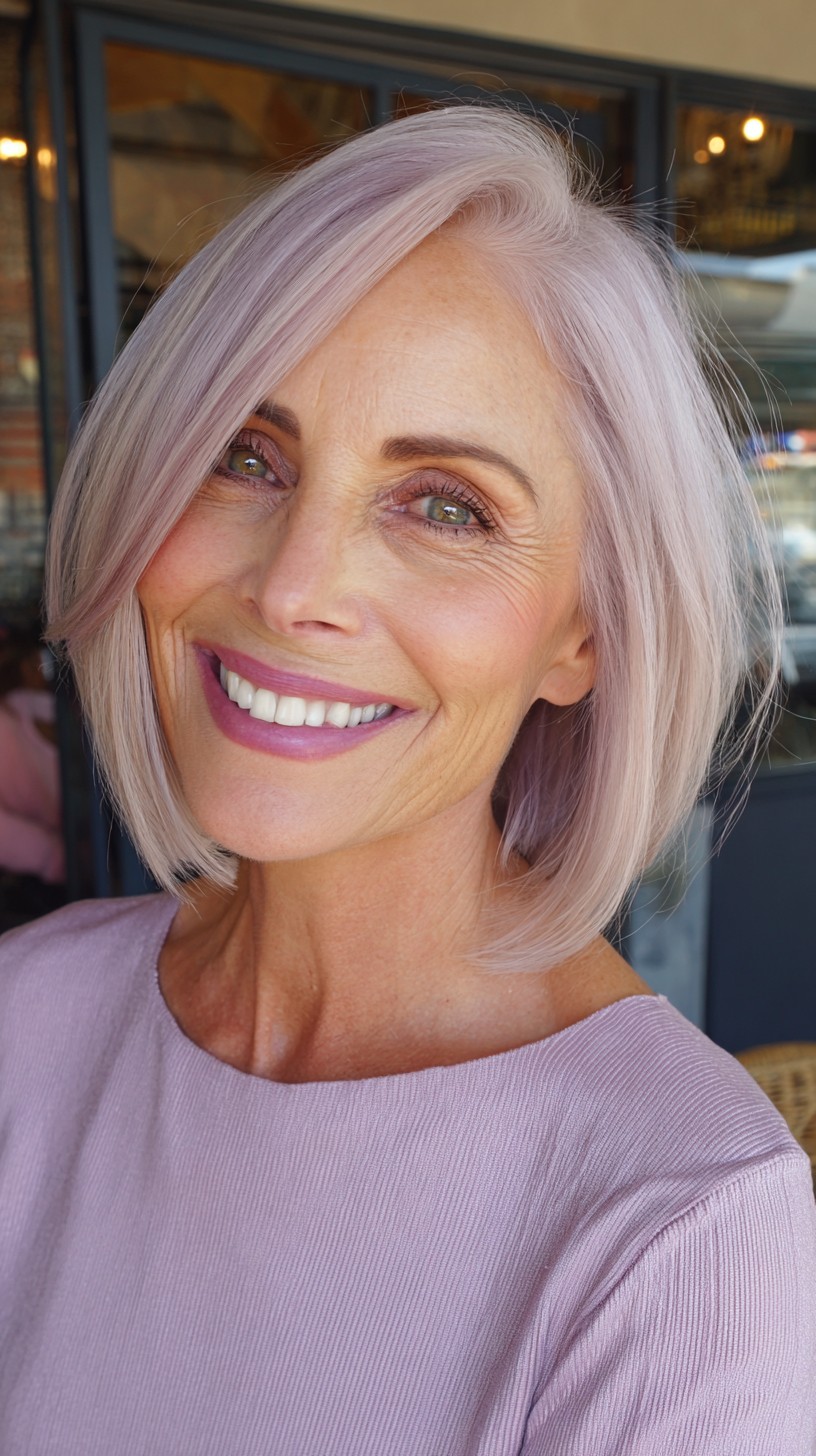 Stylish Light Rose Gold Blunt Bob with Subtle Texture