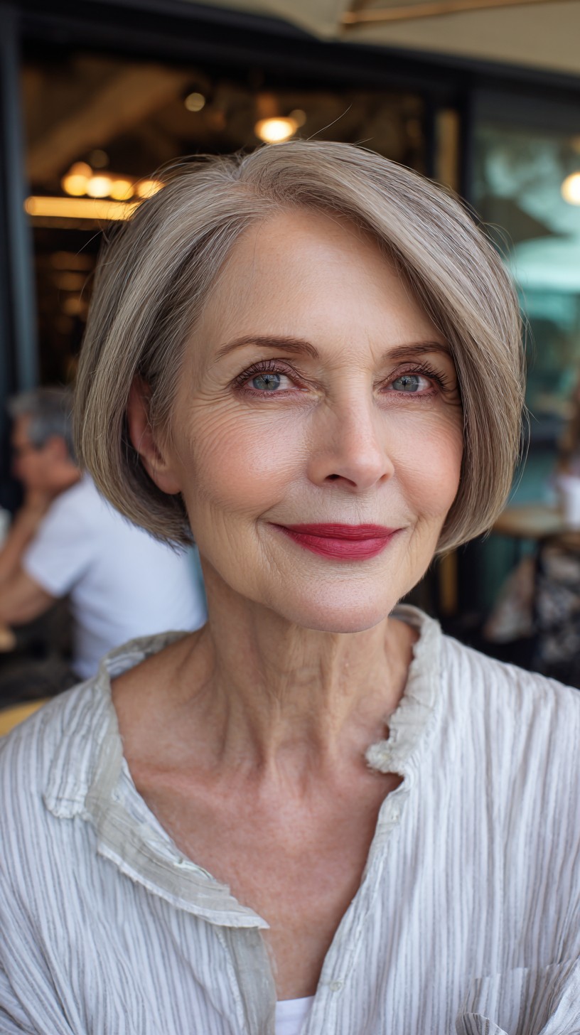 Stylish Sleek Bob with Long Bangs