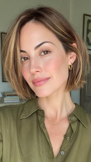Stylish Textured Bob with Subtle Highlights