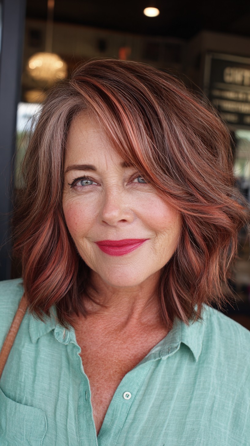 Textured Lob with Rose Gold Accents