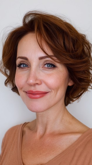 Textured Short Curly Cut with Soft Face-Framing Layers