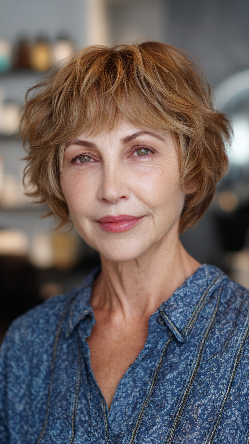 Textured Short Cut with Soft Feathered Bangs