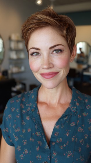 Textured Short Pixie Cut with Soft Layers