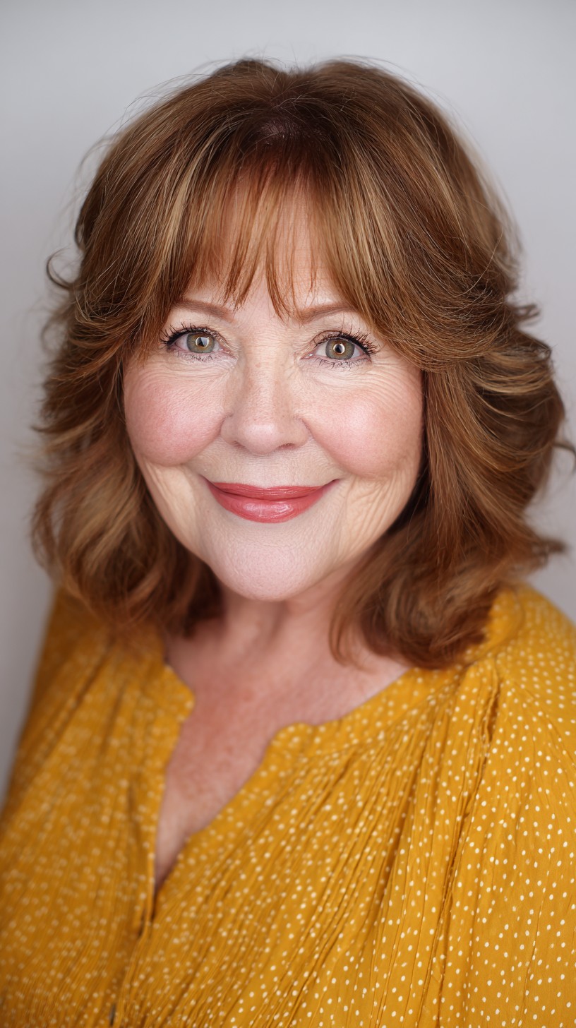 Textured Shoulder-Length Cut with Wispy Bangs