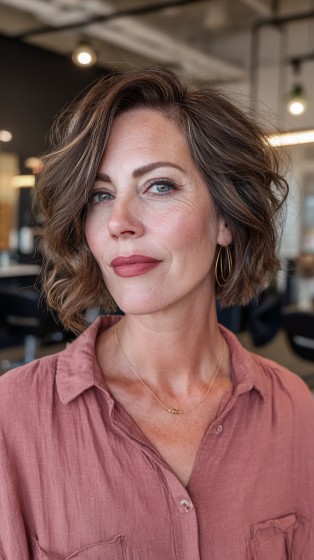 Textured Shoulder-Length Wavy Cut with Subtle Layers