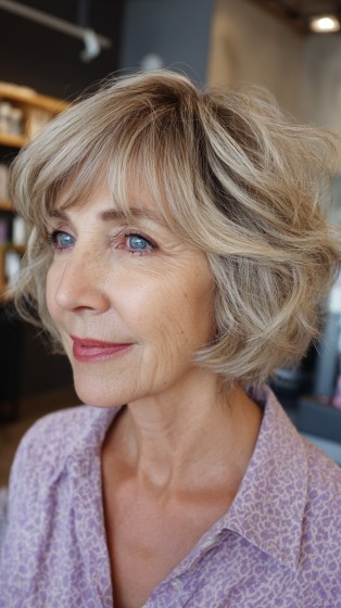Textured Soft Shaggy Bob with Gentle Waves