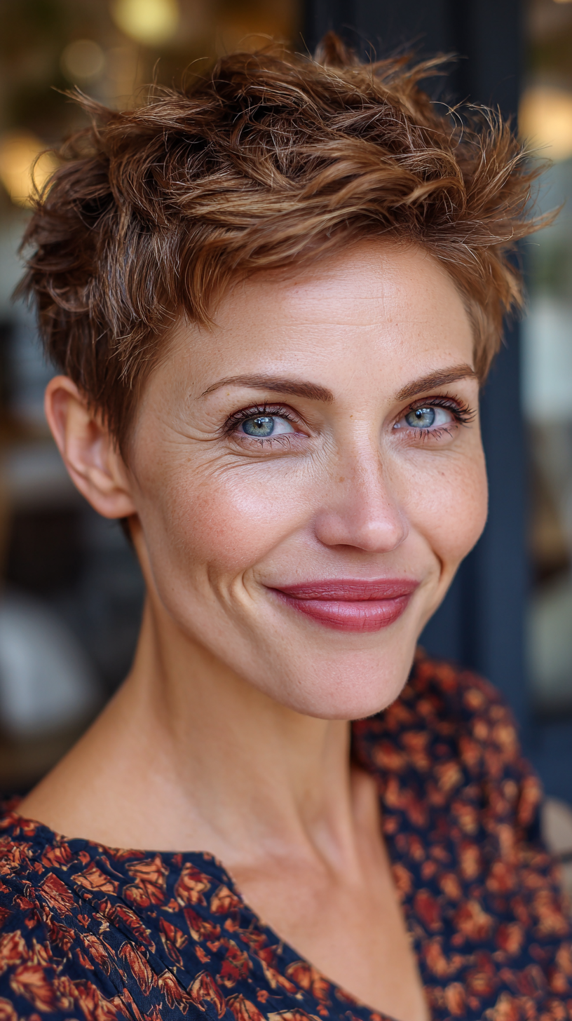 Textured Short Pixie Cut with Playful Volume