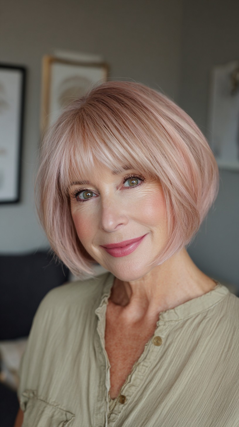 Chic Rose Gold Blunt Bob with Subtle Layers