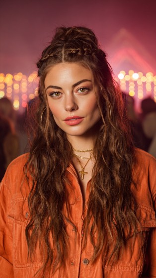 Bohemian Half-Up Style with Loose Waves