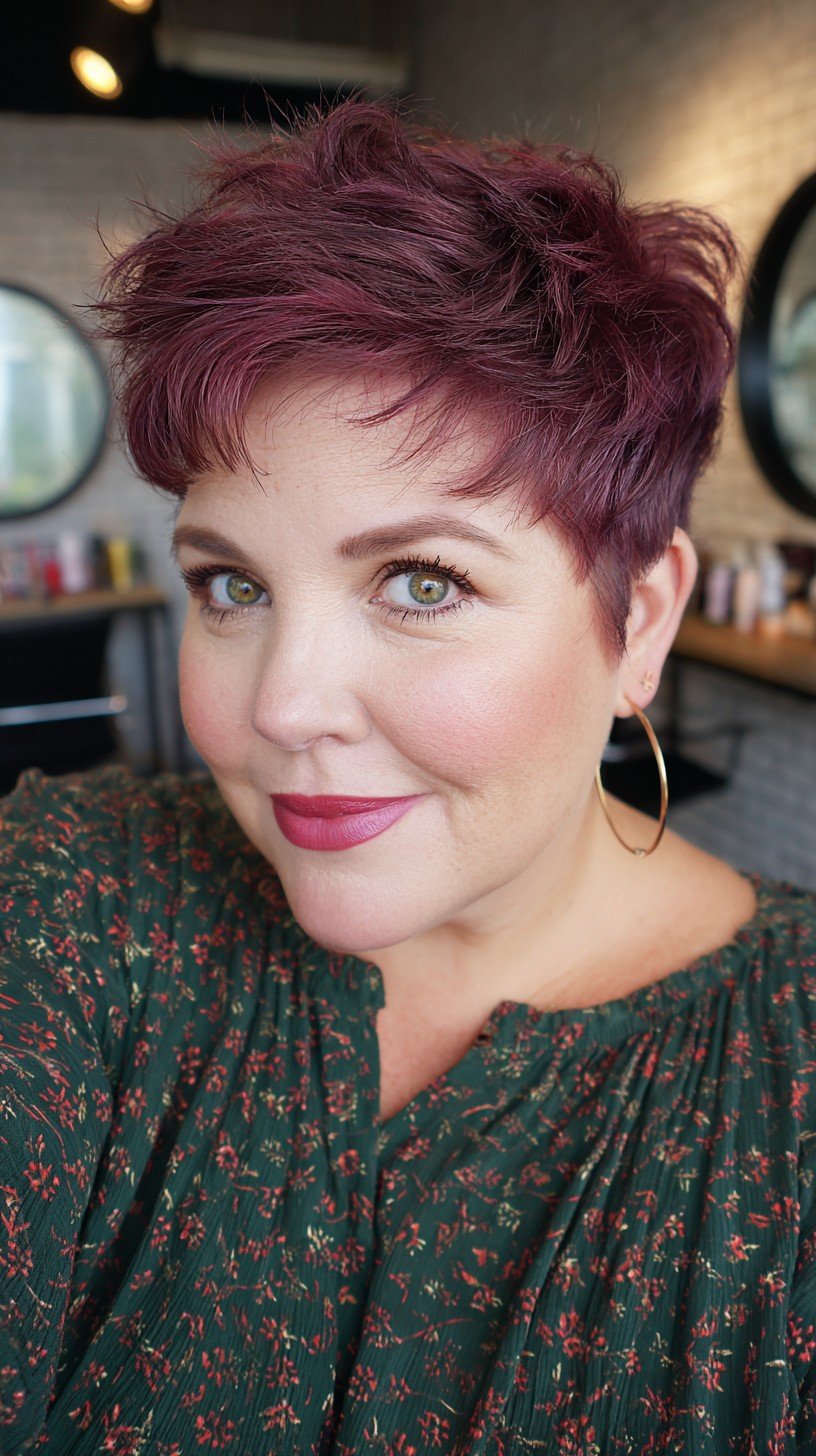 Bold Raspberry Pixie with Textured Layers