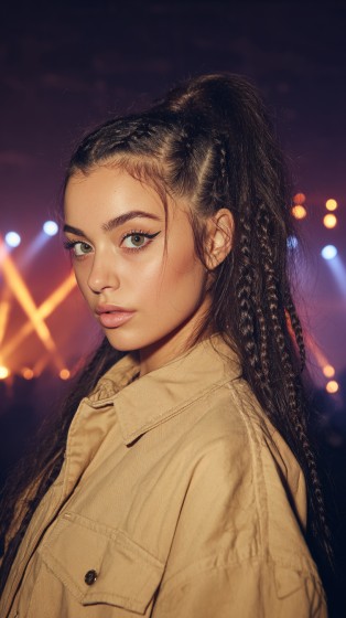 Chic Braided High Ponytail with Face-Framing Tendrils