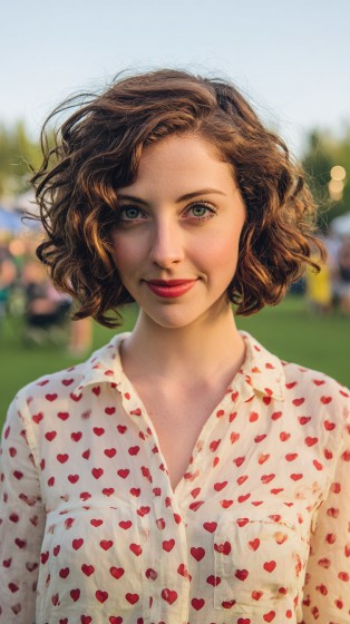 Chic Curly Bob with Natural Texture