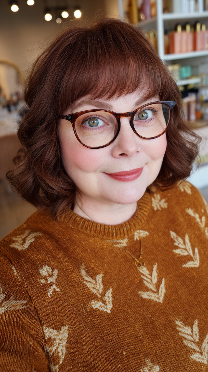 Chic Deep Mahogany Bob with Soft Curls