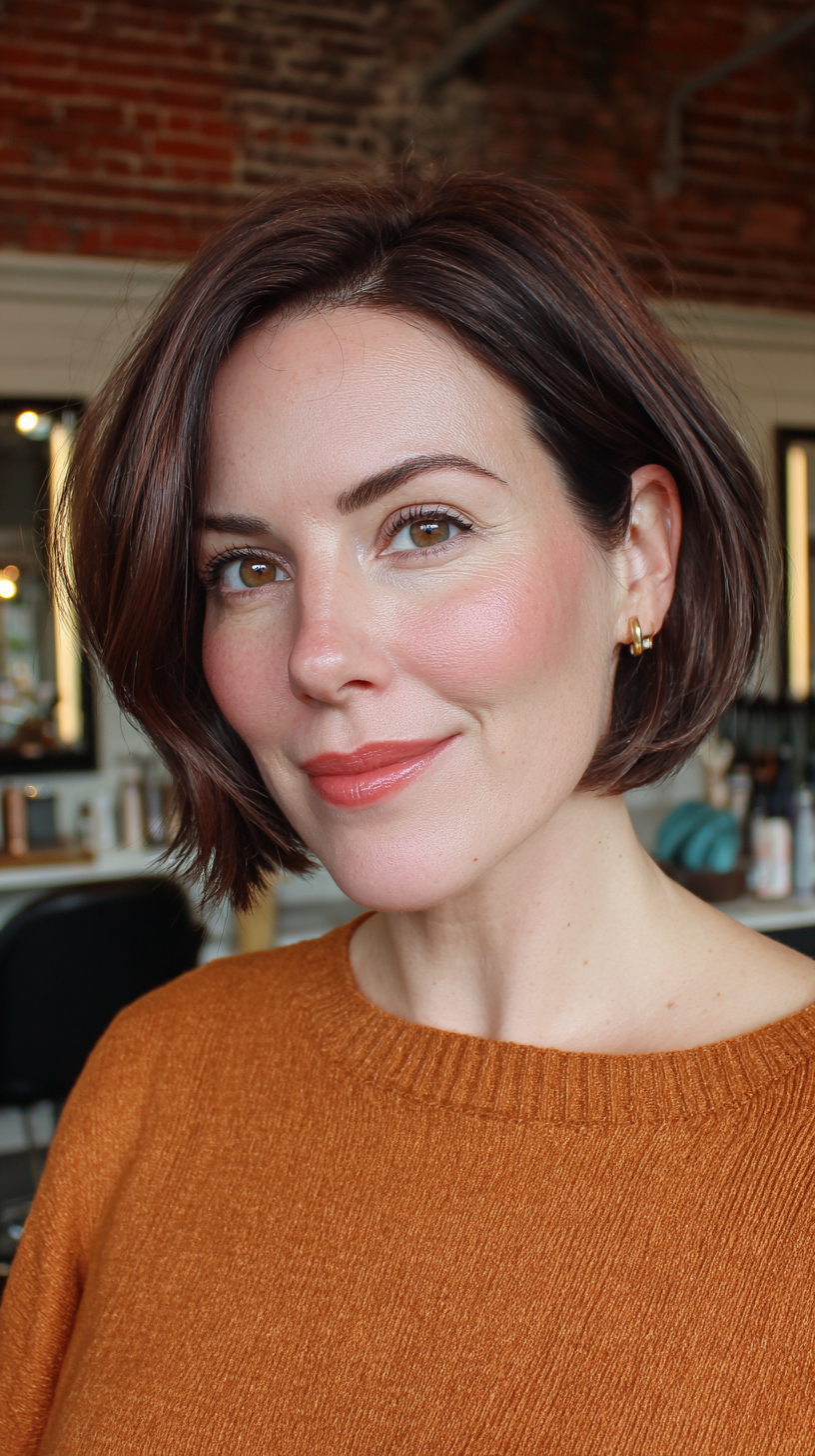 Chic Deep Mahogany Bob with Soft Textured Layers