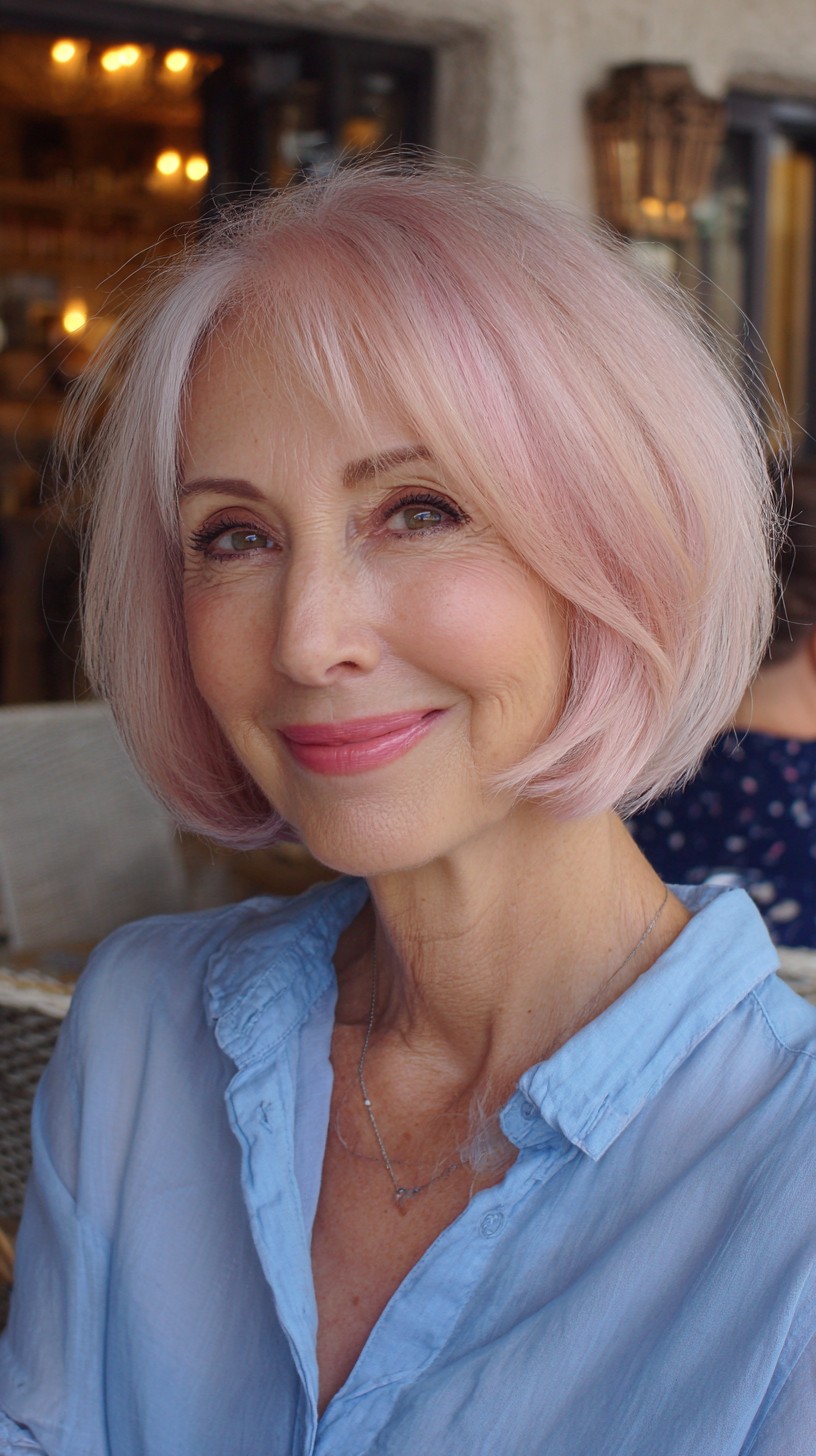 Chic Rose Gold Blunt Bob with Subtle Face-Framing Layers