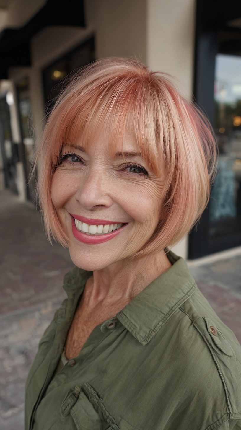 Chic Rose Gold Bob with Flattering Face-Framing Layers