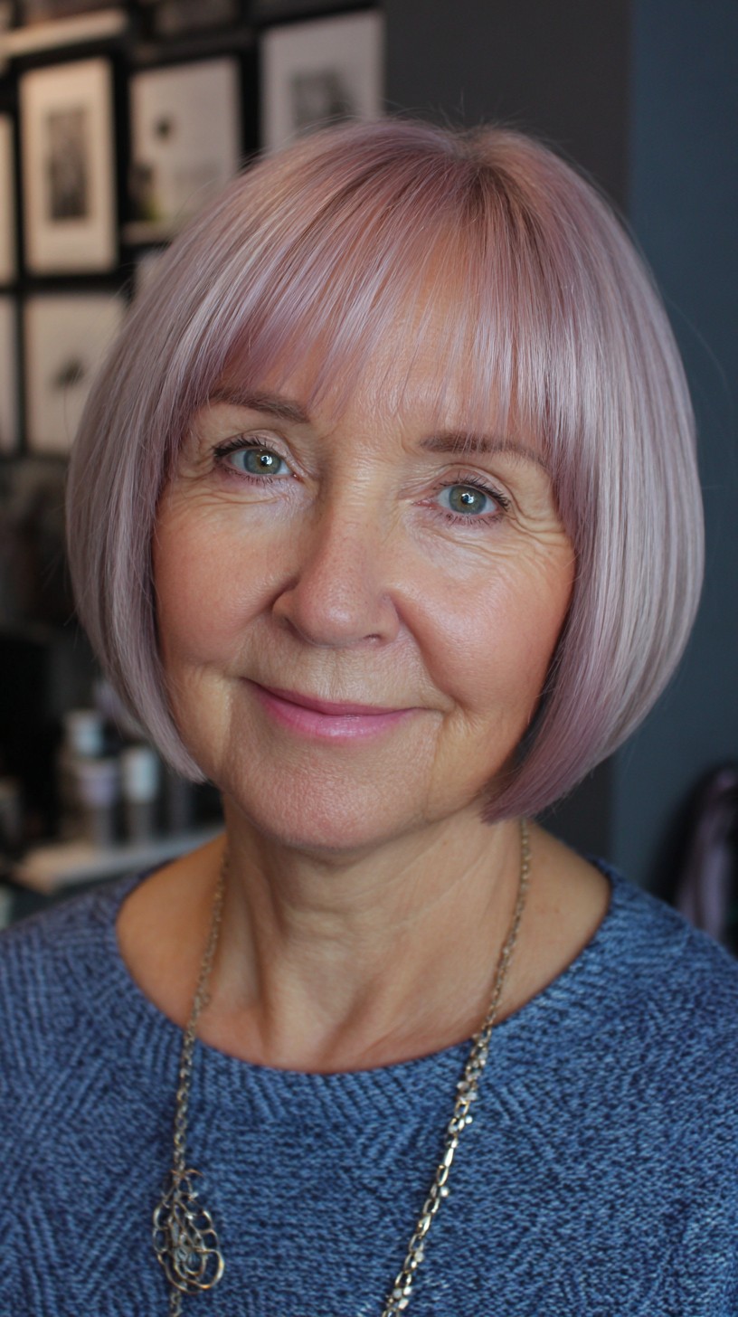 Chic Rose Gold Bob with Soft Fringe