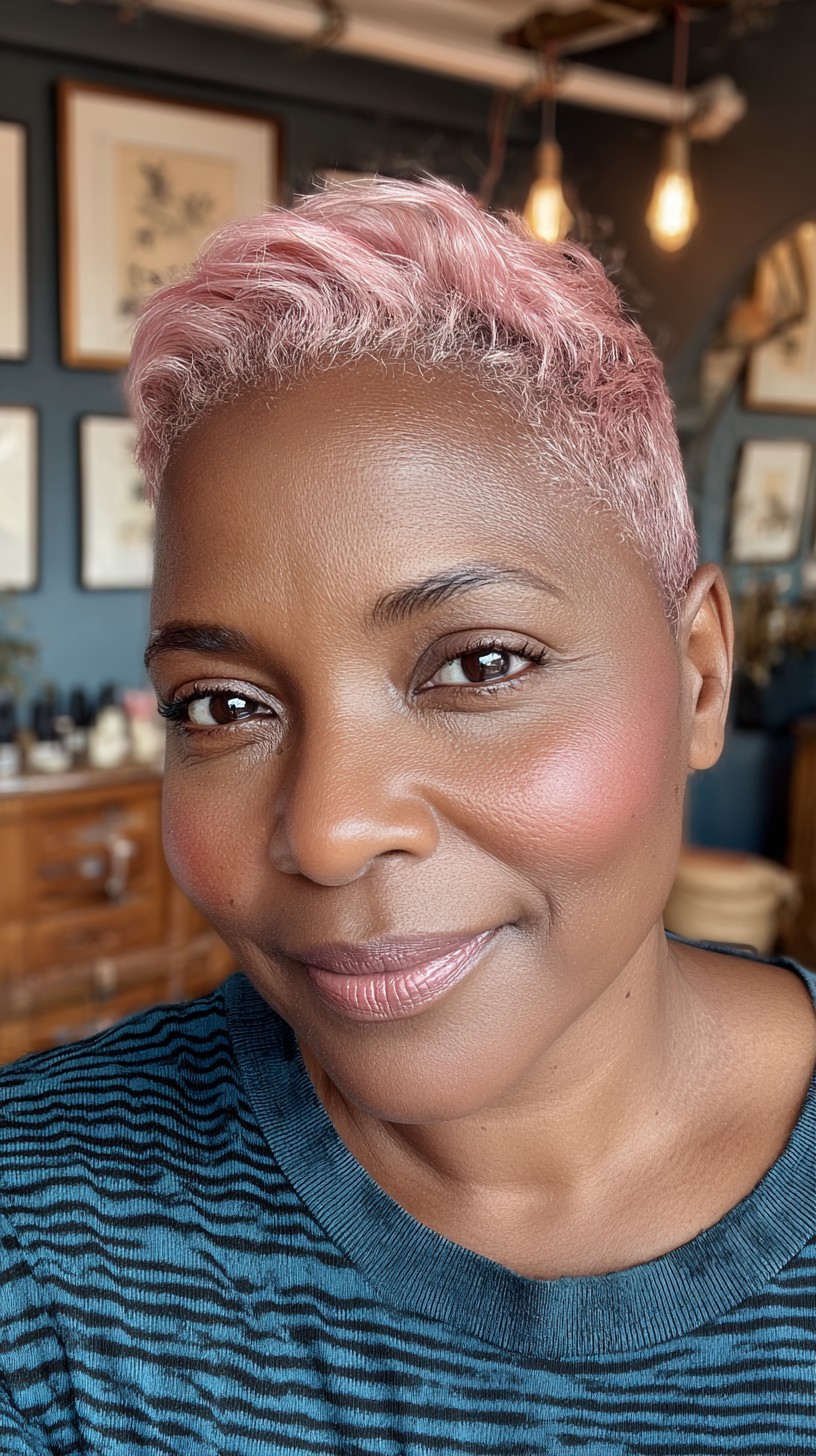 Chic Rose Gold Short Crop with Textured Waves