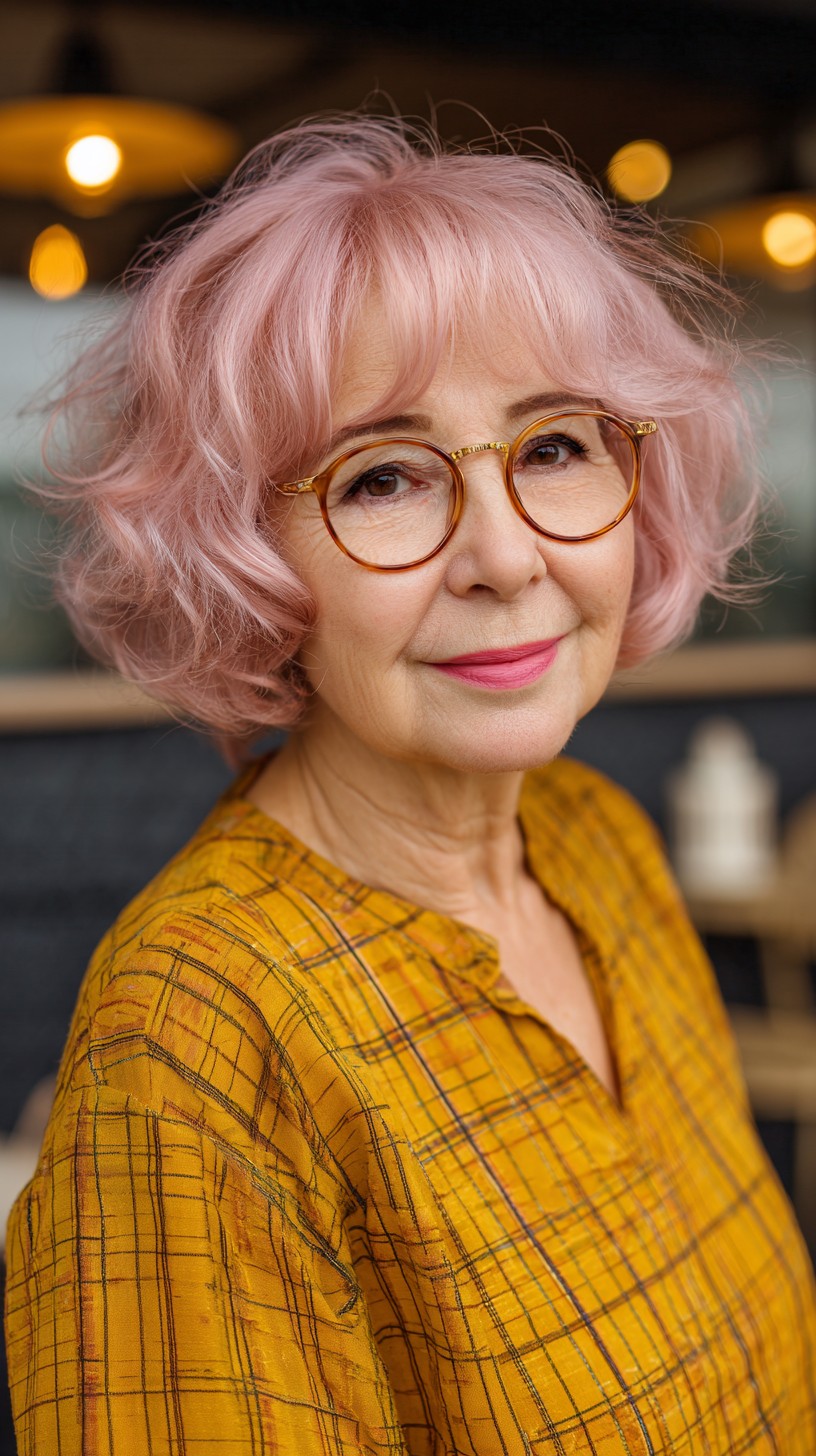 Chic Rose Gold Textured Bob with Soft Waves