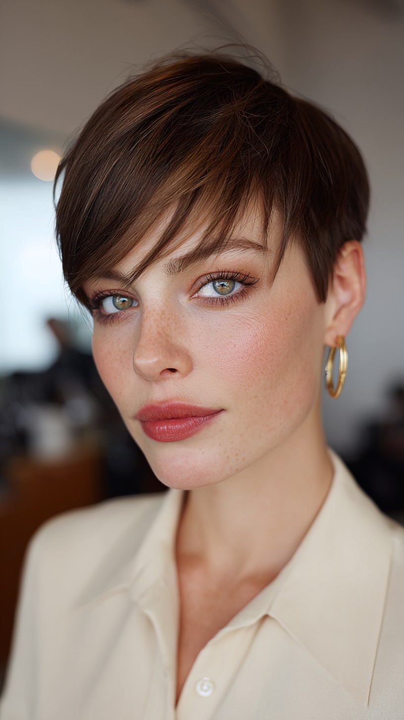 Chic Textured Pixie Cut with Side Swept Bangs