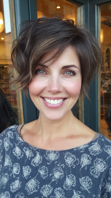 Choppy Textured Pixie Bob with Subtle Highlights