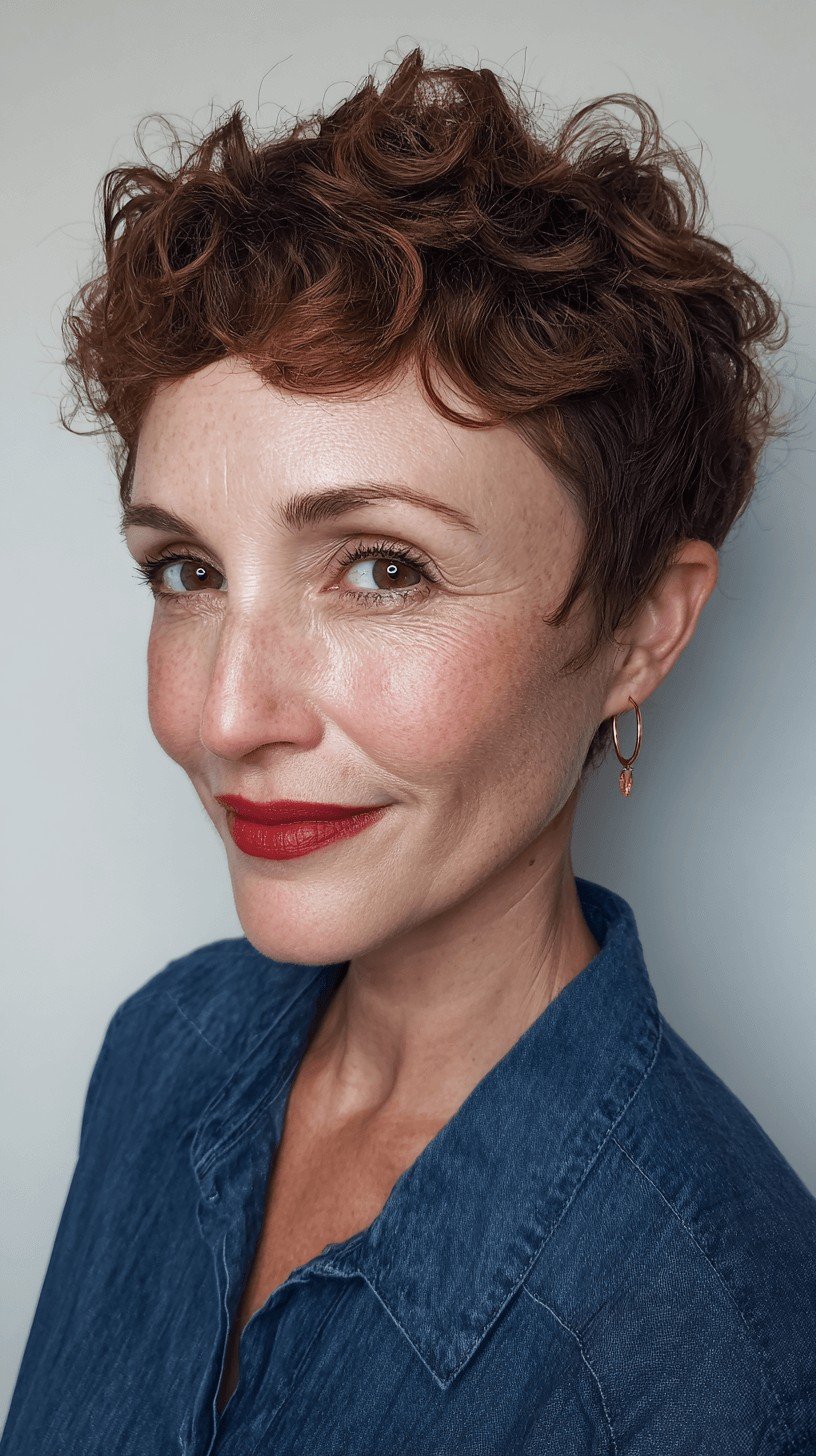 Curly Textured Pixie with Defined Curls