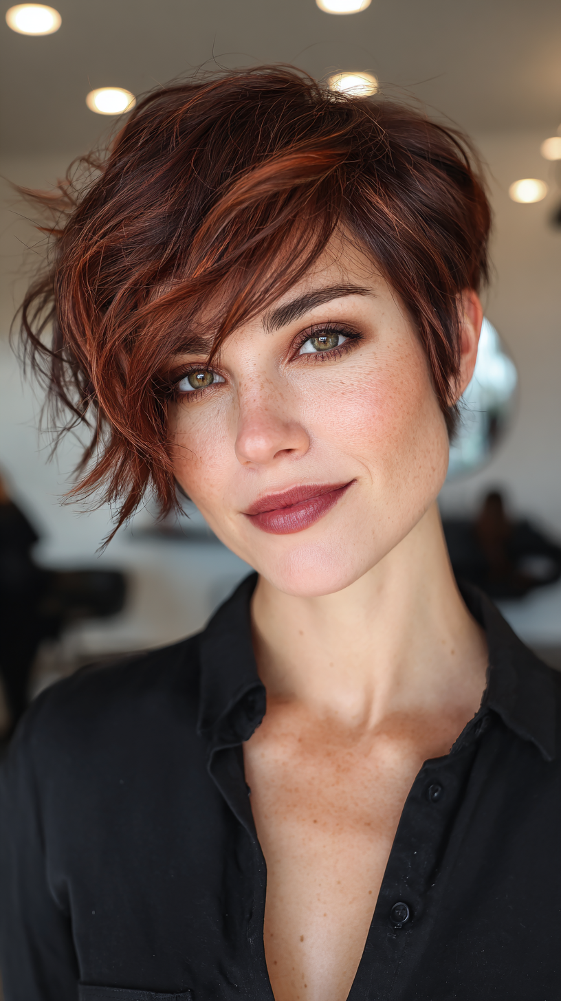 Dynamic Layered Pixie Cut with Textured Waves