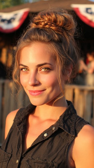 Effortlessly Chic Messy Bun with Face-Framing Strands