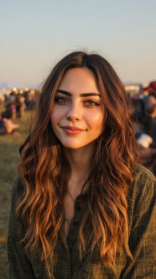 Effortlessly Tousled Long Waves with Sun-Kissed Ombre