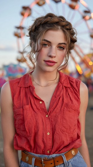 Elegant Braided Crown with Soft Textured Waves