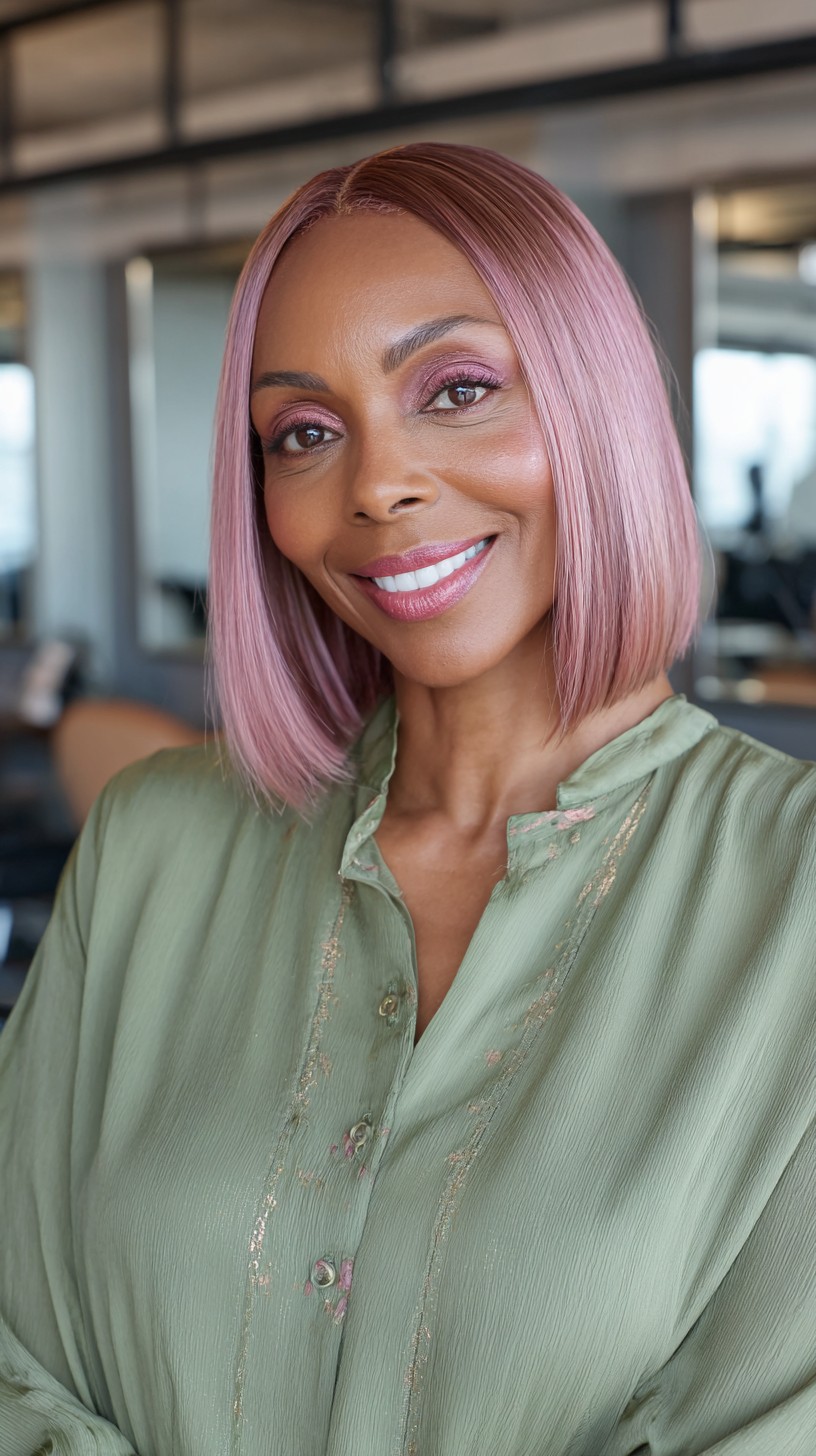 Elegant Rose Gold Blunt Cut with Subtle Layers