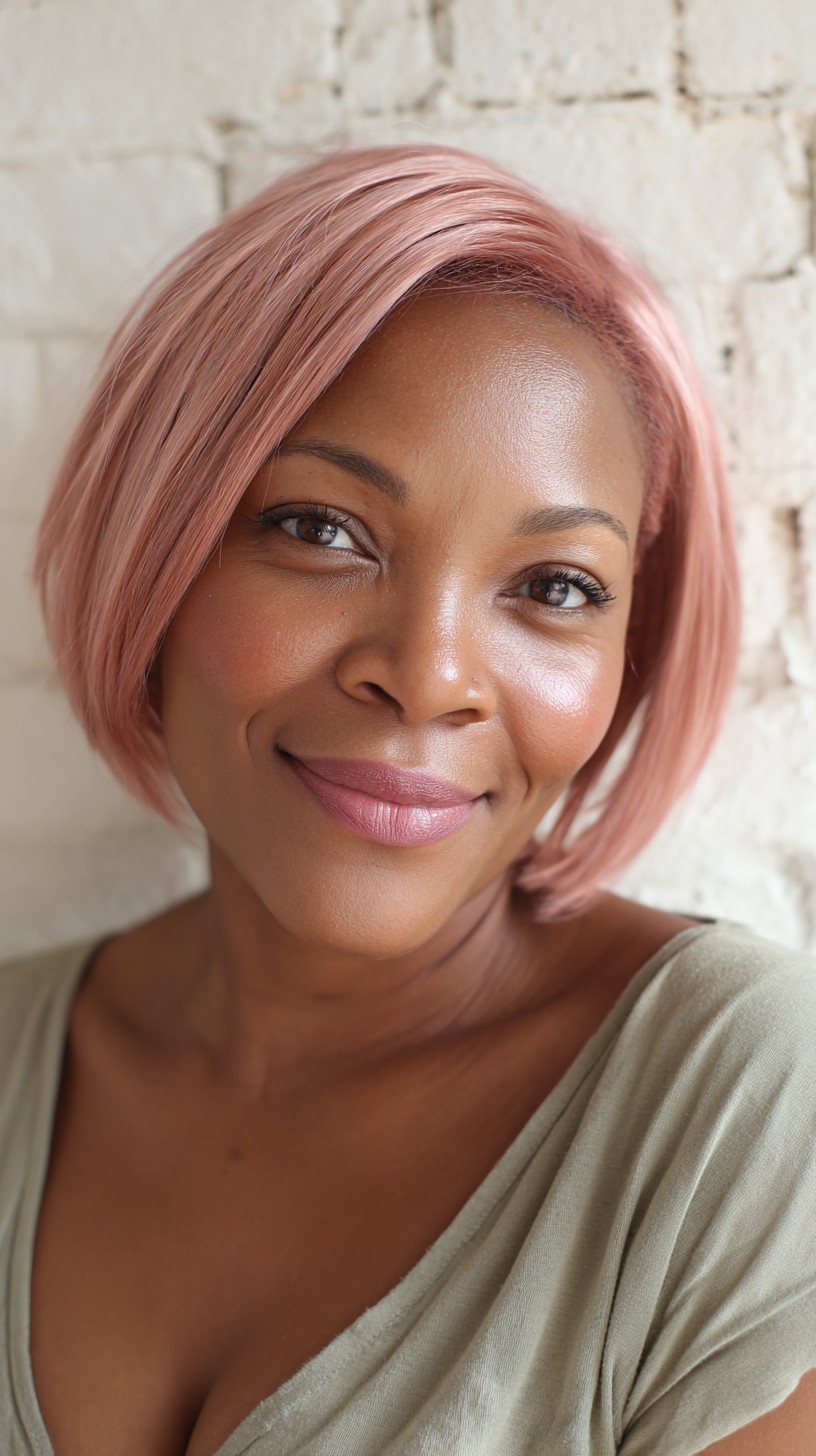 Fresh Rose Gold Blunt Bob with Soft Layers