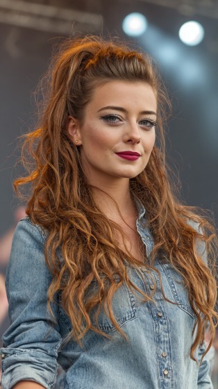 High Volume Textured Half-Up Style with Loose Waves