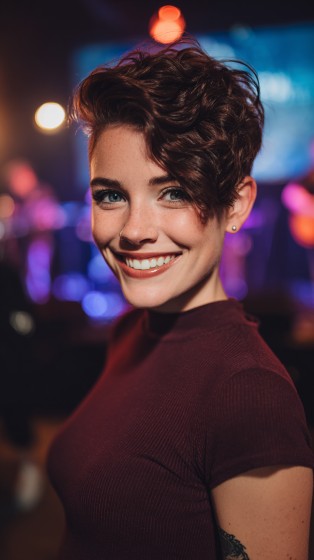 Modern Curly Pixie Cut with Textured Layers