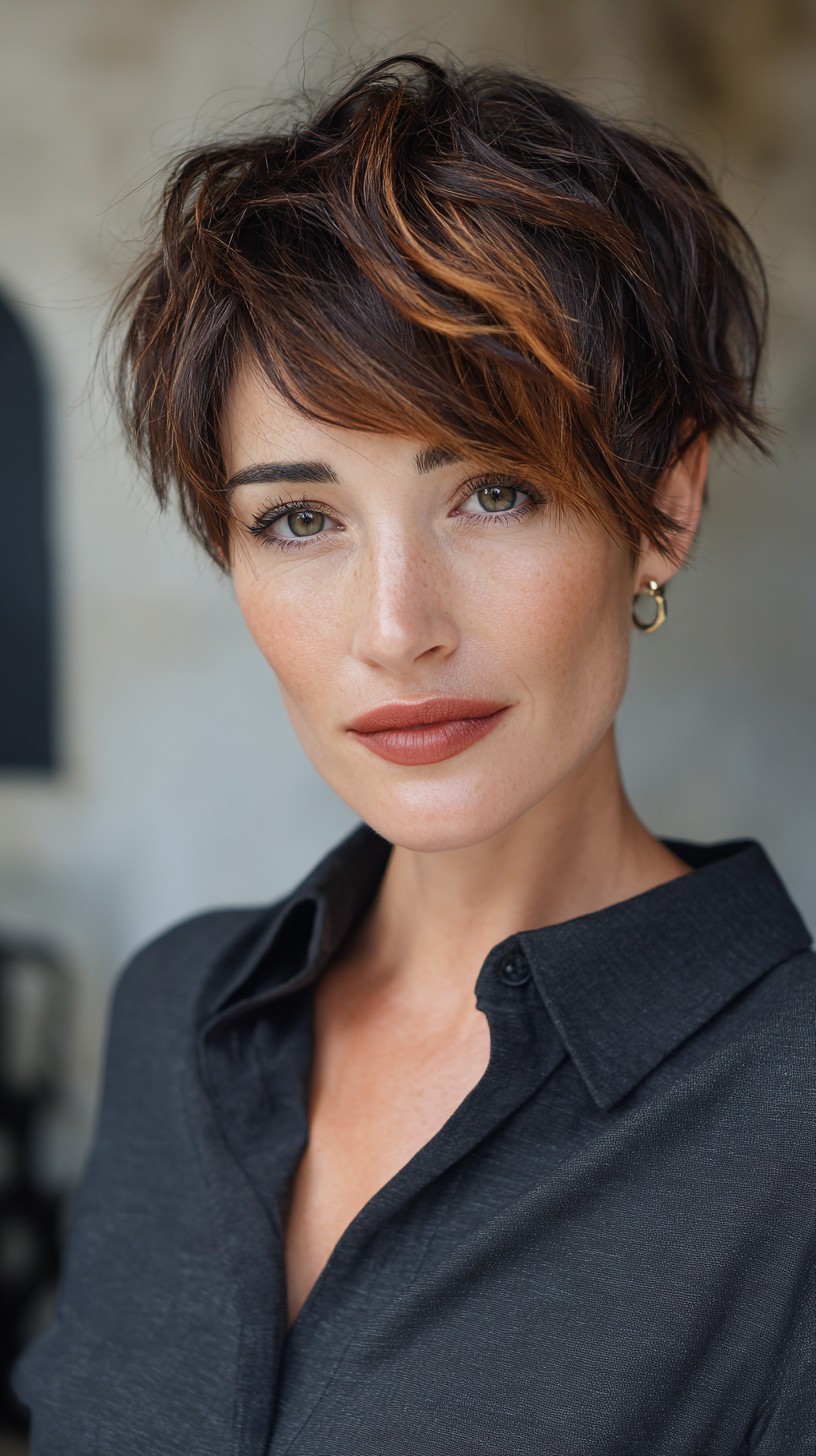Modern Textured Pixie Cut with Dynamic Highlights