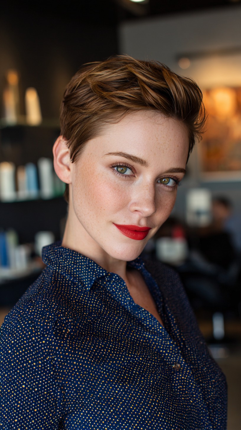 Modern Textured Pixie Cut with Lively Highlights