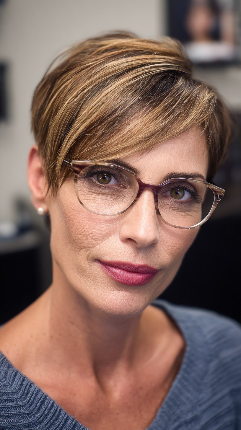 Modern Textured Pixie with Side-Swept Bangs