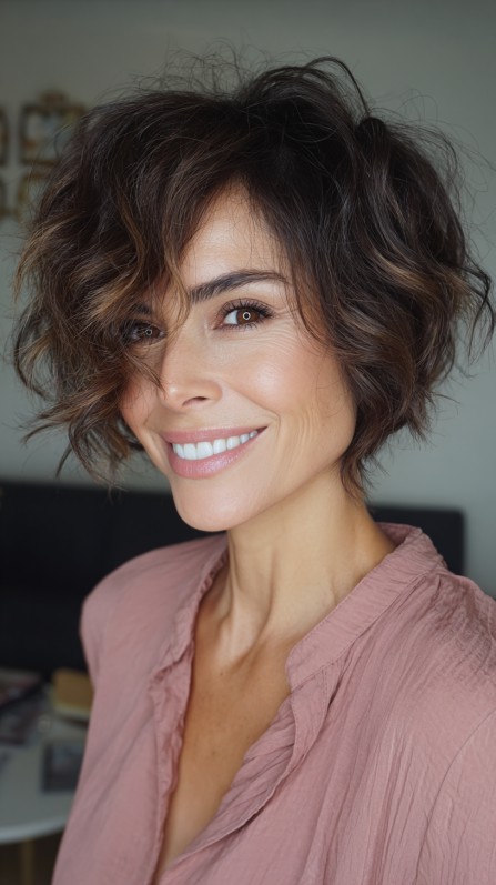 Modern Textured Tousled Pixie Bob with Soft Waves