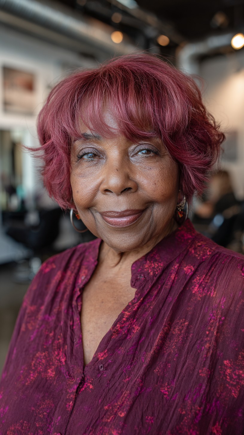 Playful Rose Gold Curly Bob with Soft Layers