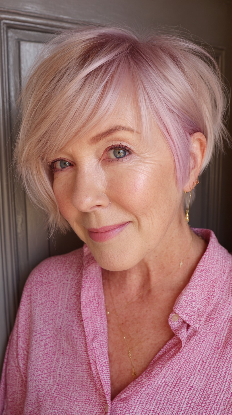 Playful Rose Gold Pixie Bob with Textured Layers