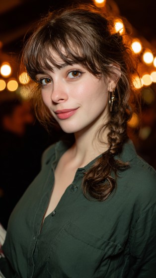 Relaxed Braided Side Ponytail with Soft Bangs