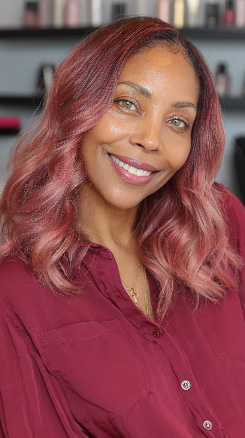 Soft Rose Gold Waves with Subtle Layers