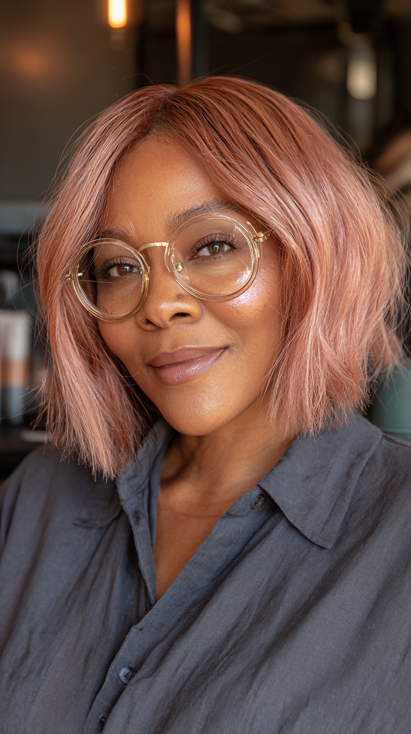 Stylish Rose Gold Textured Lob