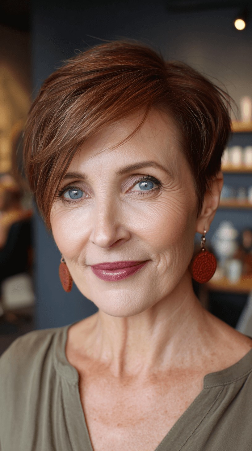 Stylish Textured Pixie Cut with Subtle Copper Tones