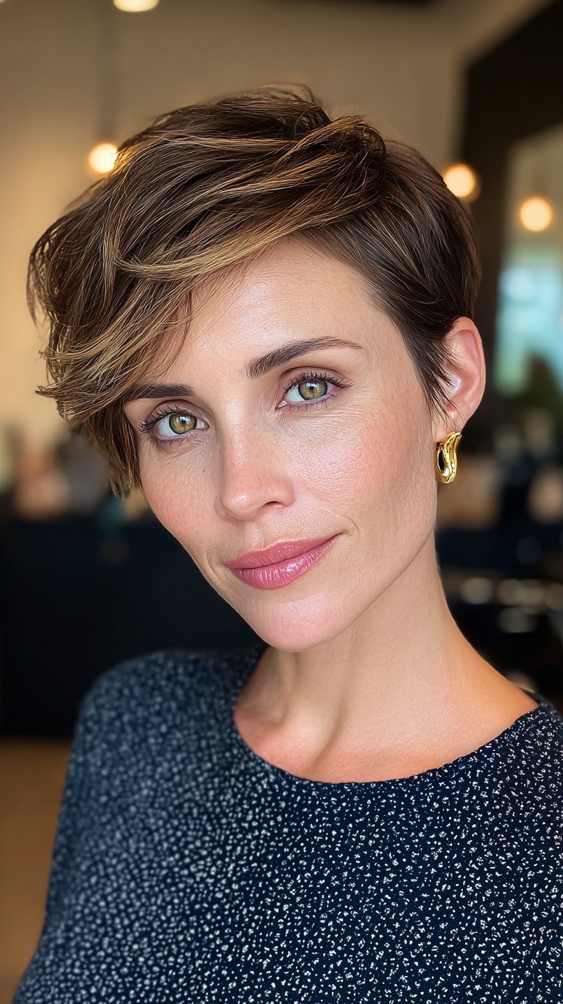 Stylish Textured Pixie with Subtle Highlights