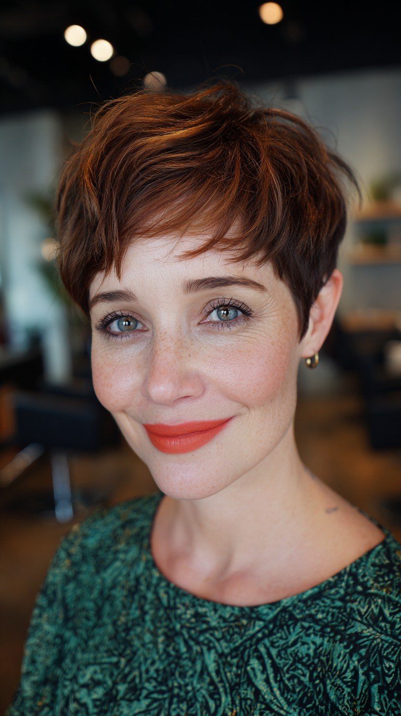 Textured Copper Pixie with Soft Feathered Layers