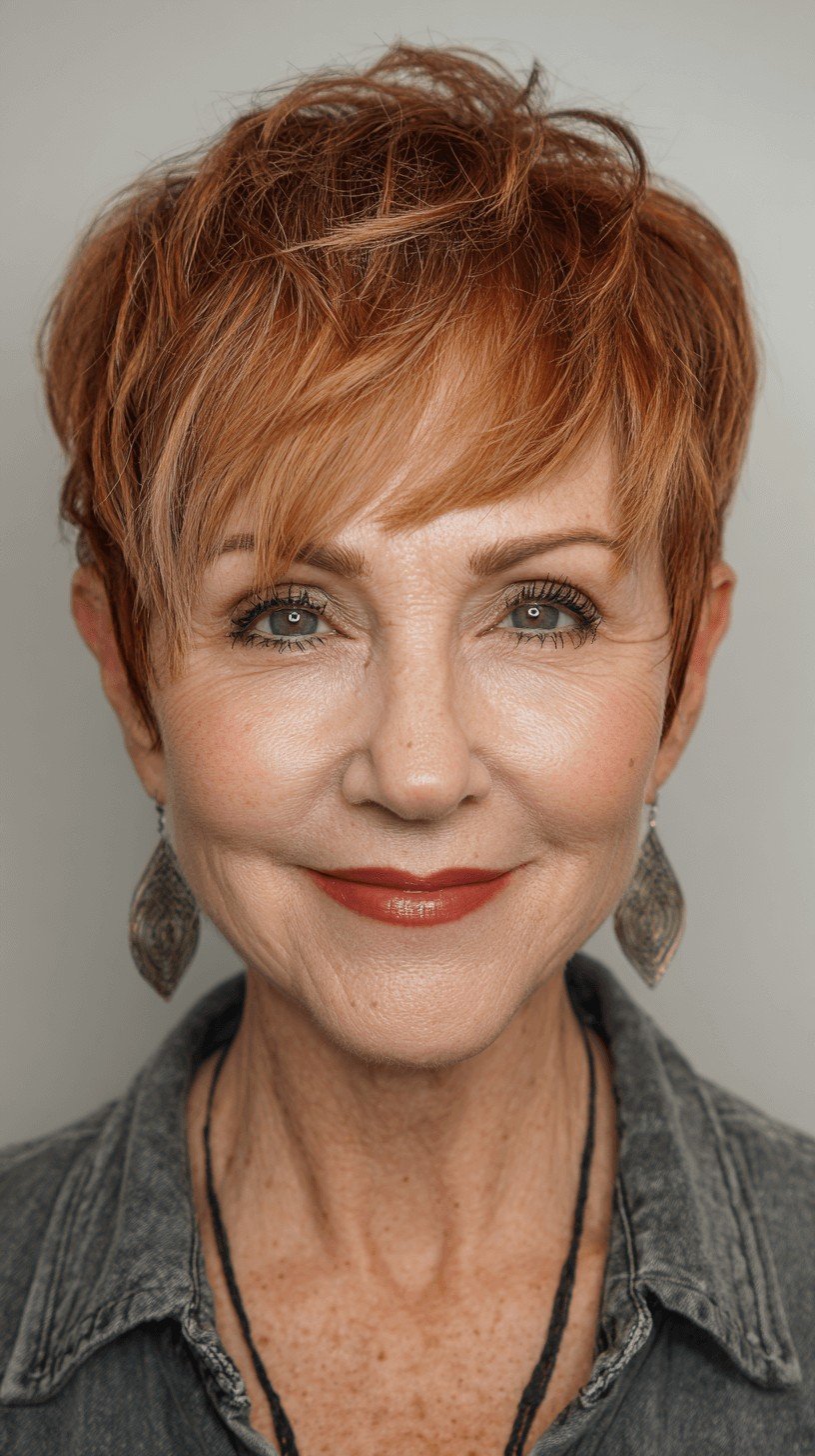 Textured Copper Pixie with Soft Layers